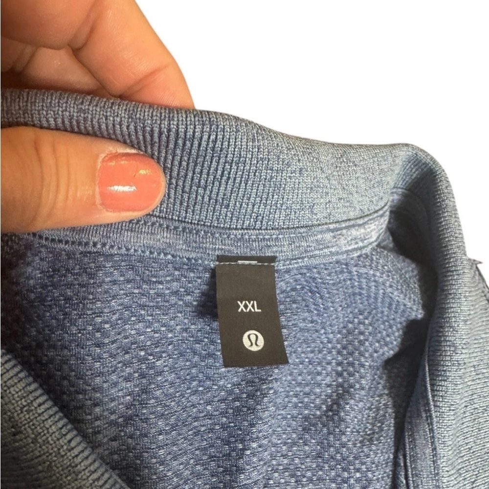Lululemon Metal Vent Tech 2.0 Polo Shirt Mens Blue Stretch Golf Activewear XXL - Picture 7 of 9